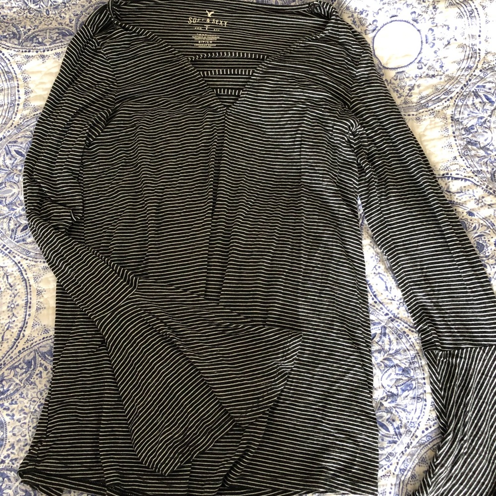 Striped American Eagle Long-Sleeve